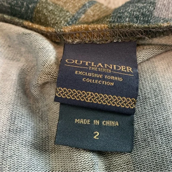 Torrid Outlander Plaid Wrap Dress in Green and Gold - Picture 2 of 3